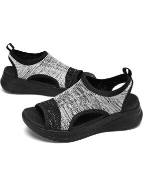 Women's Grey White Comfortable Orthopaedic Arch Support Walking Athletic Sandals